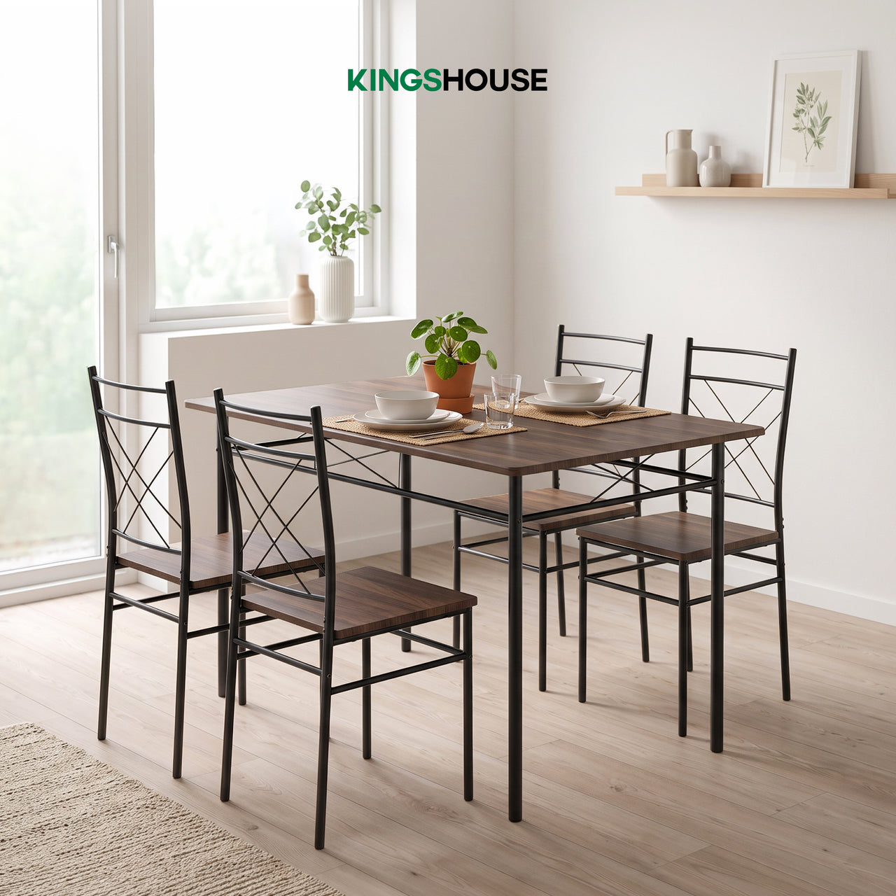 Comedor Moderno Rectangular 5 Piezas Con 4 Sillas y Mesa