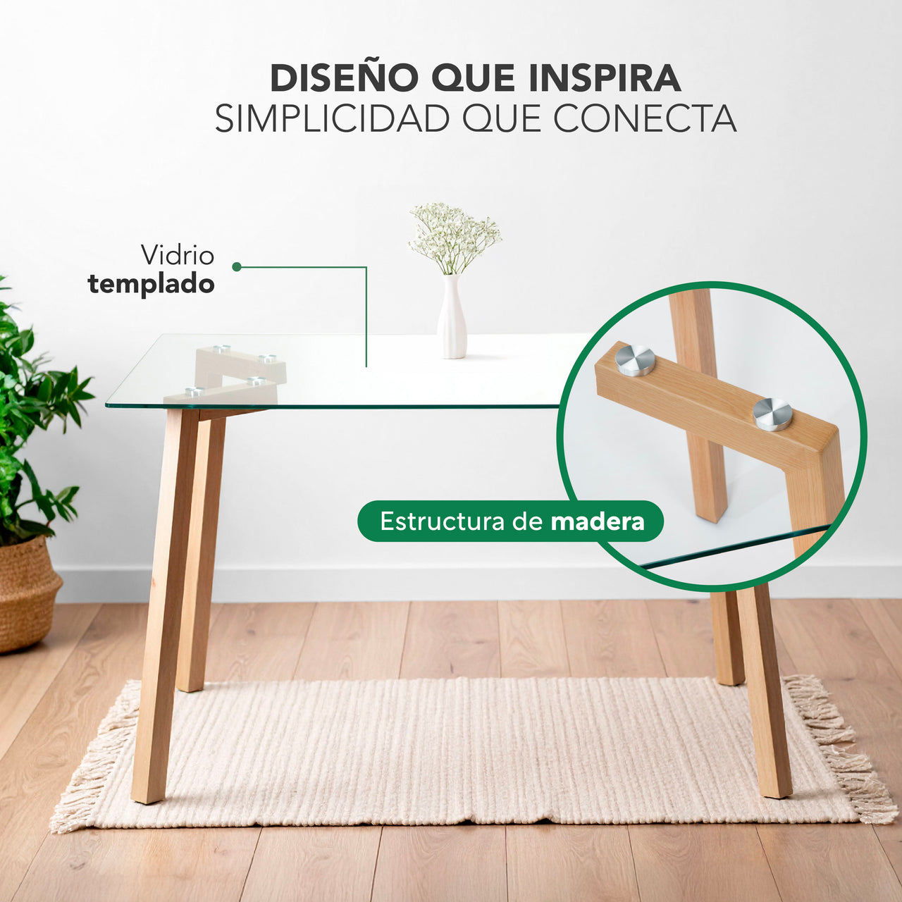 Juego De Comedor Con 4 Sillas Tapizadas Estilo Compacto