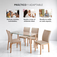 Thumbnail for Juego De Comedor Con 4 Sillas Tapizadas Estilo Compacto