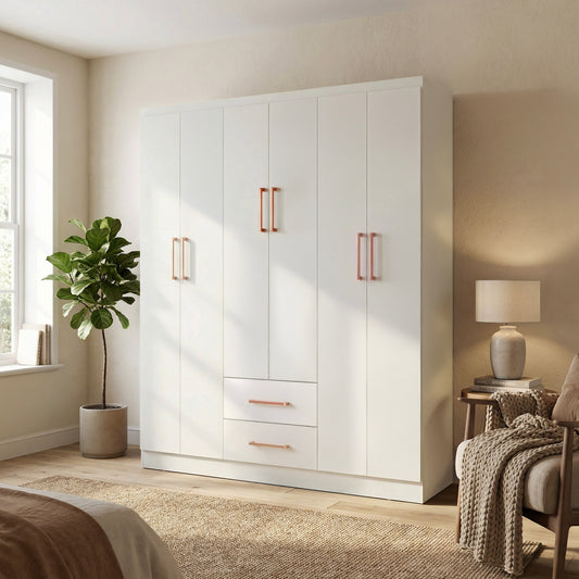 Ropero Closet Armario Ropa de Madera 6 Puertas y 2 Cajones