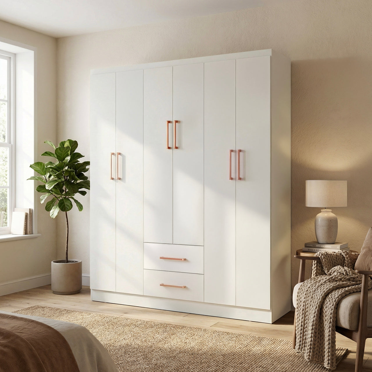 Ropero Closet Armario Ropa de Madera 6 Puertas y 2 Cajones