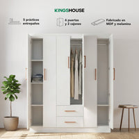 Thumbnail for Ropero Closet Armario Ropa de Madera 6 Puertas y 2 Cajones