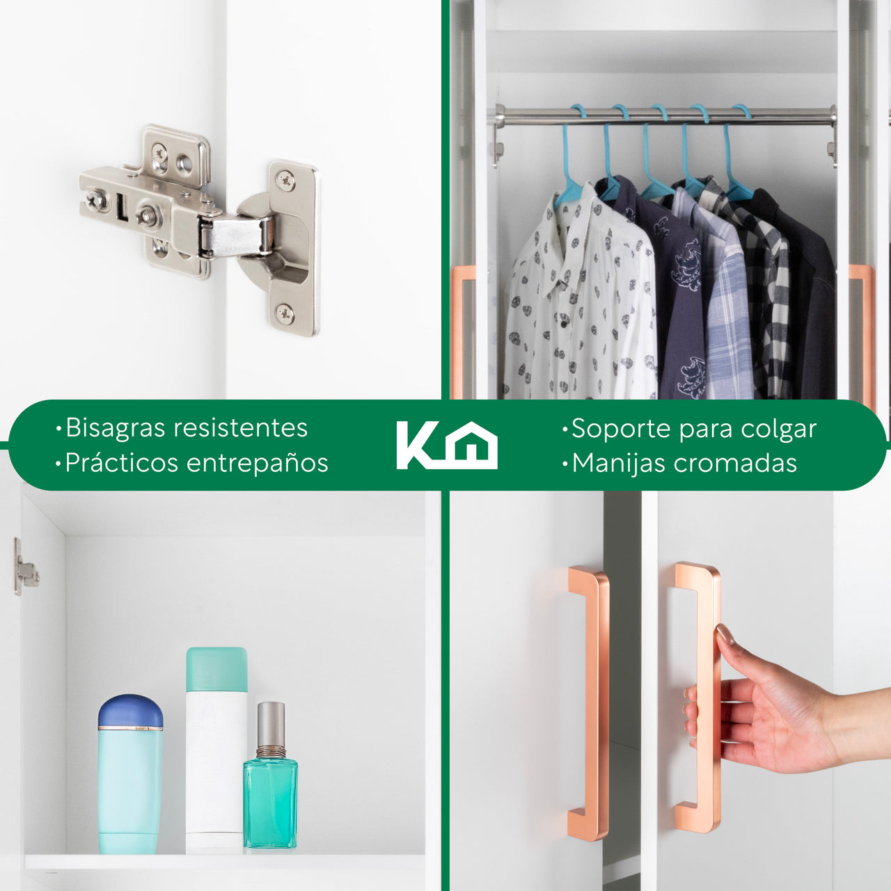 Ropero Closet Armario Ropa de Madera 6 Puertas y 2 Cajones