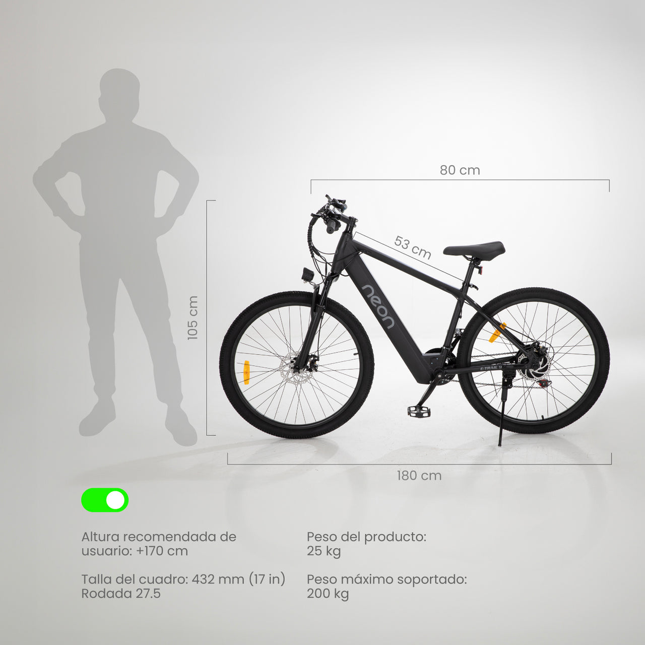 Bicicleta Eléctrica Aluminio R27.5 Freno Disco Shimano 21 V