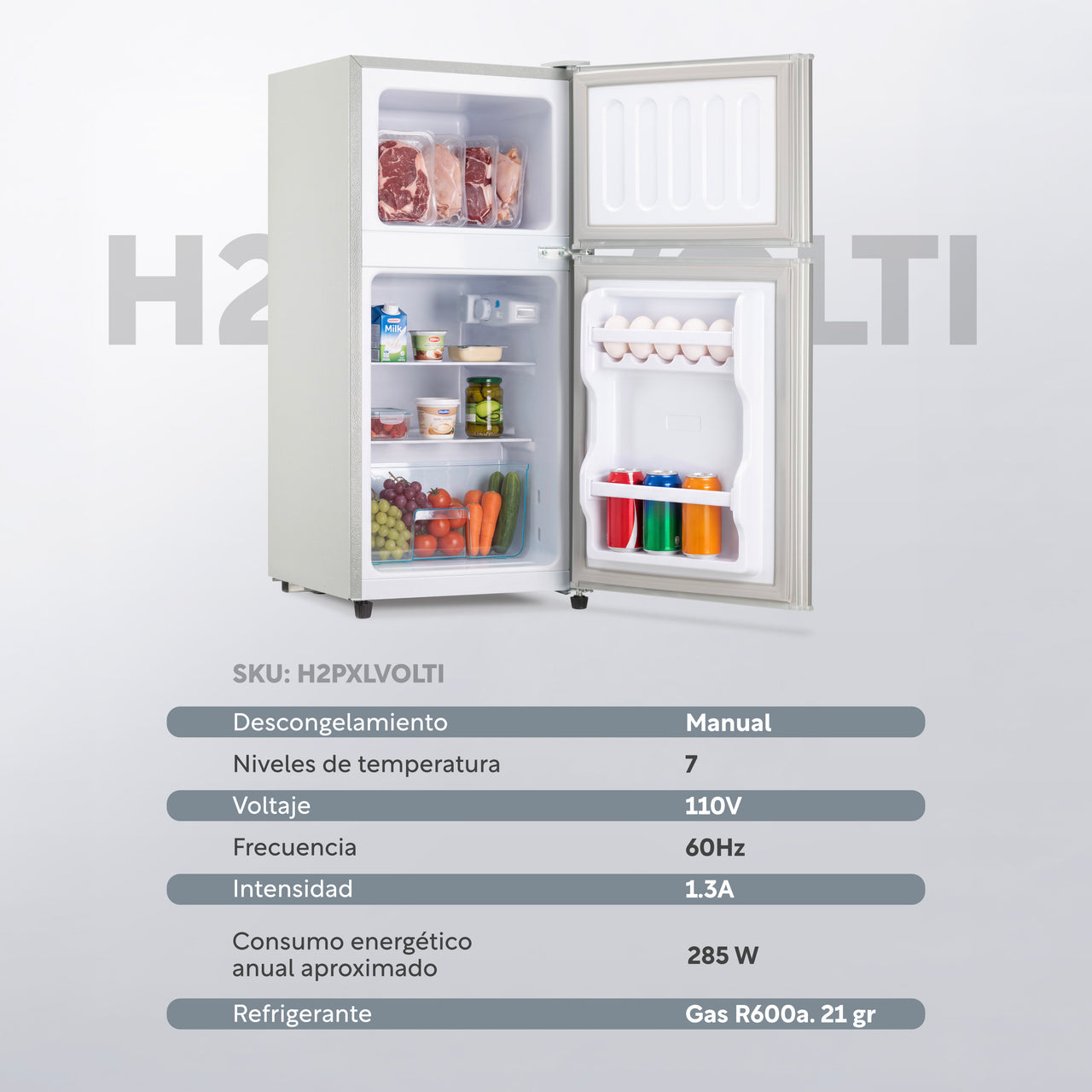 Refrigerador Frigobar 85 L 3 Pies Doble Puerta Congelador