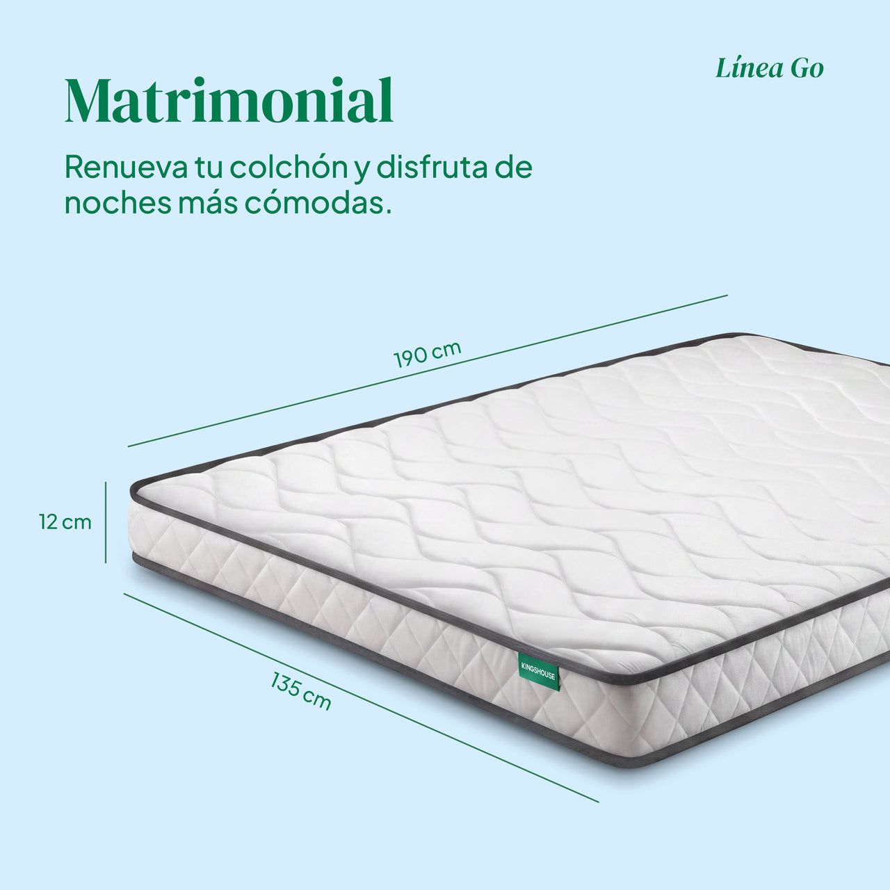 Colchoneta Matrimonial Kingshouse | Memory Foam 12cm En Caja