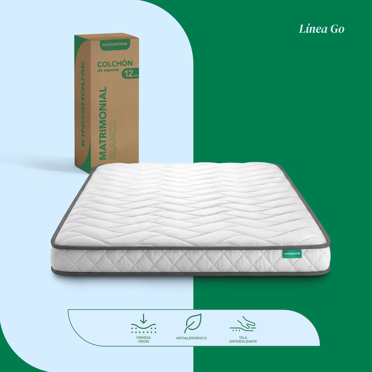 Colchoneta Matrimonial Kingshouse | Memory Foam 12cm En Caja