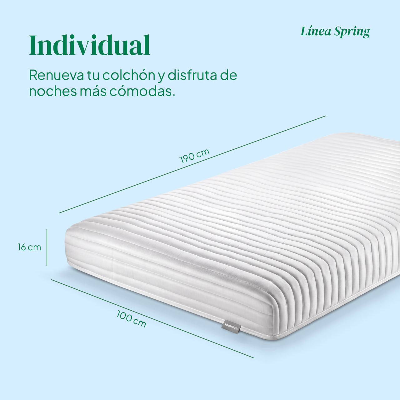 Colchón Individual Kingshouse Resortes Independientes 16cm