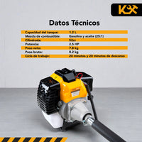 Thumbnail for Desbrozadora Desmalezadora 52cc Motor 2 tiempos 2.5 HP + Carrete Hilo Amarillo KIND5200 Kingsman