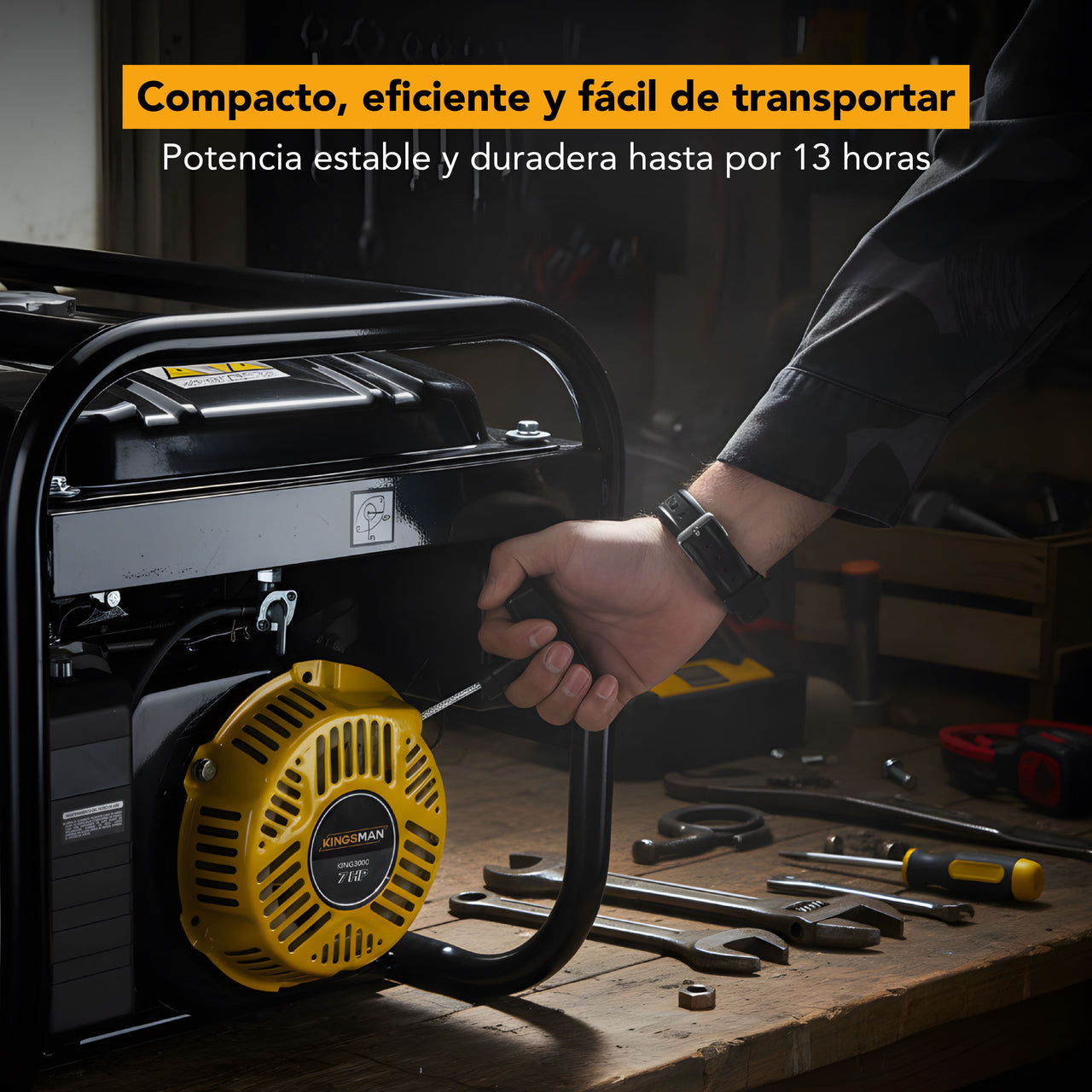 Generador Portatil De Luz 110/220v A Gasolina 7.5hp 3000w Amarillo King3000
