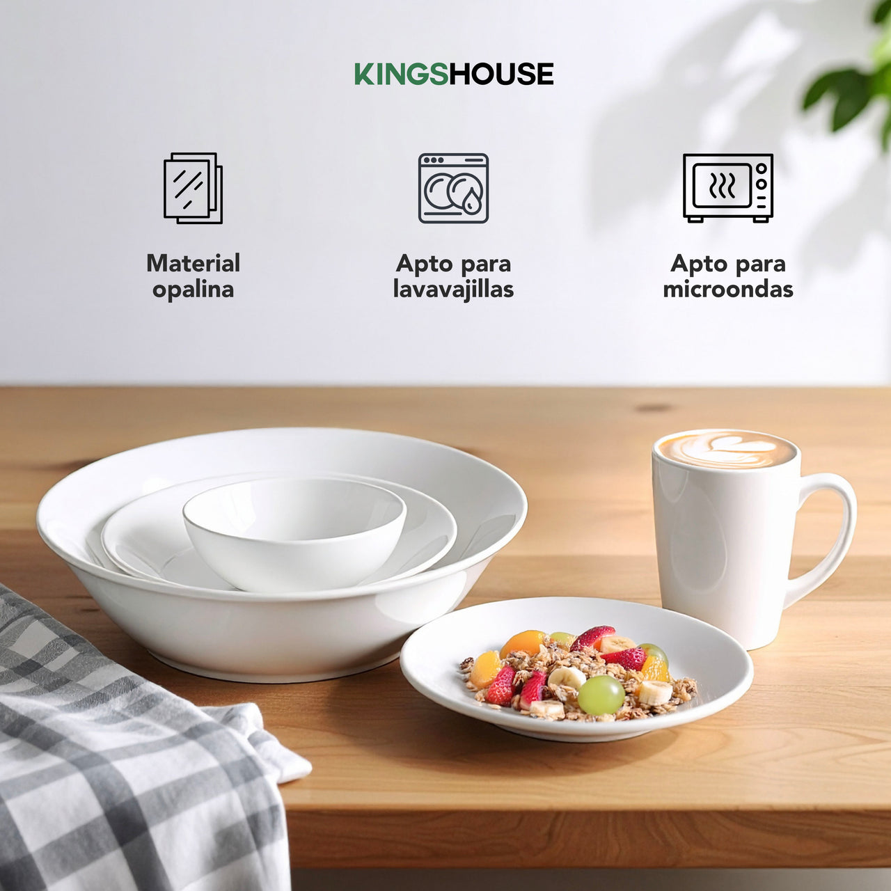 Vajilla Opal 31Pzas Redonda Para 6 Personas Moderna Elegante