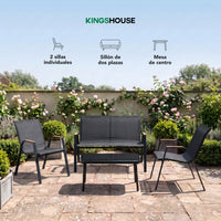 Thumbnail for Sala Exterior Jardín Patio 4 Piezas Mesa De Vidrio