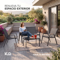 Thumbnail for Sala Exterior Jardín Patio 4 Piezas Mesa De Vidrio