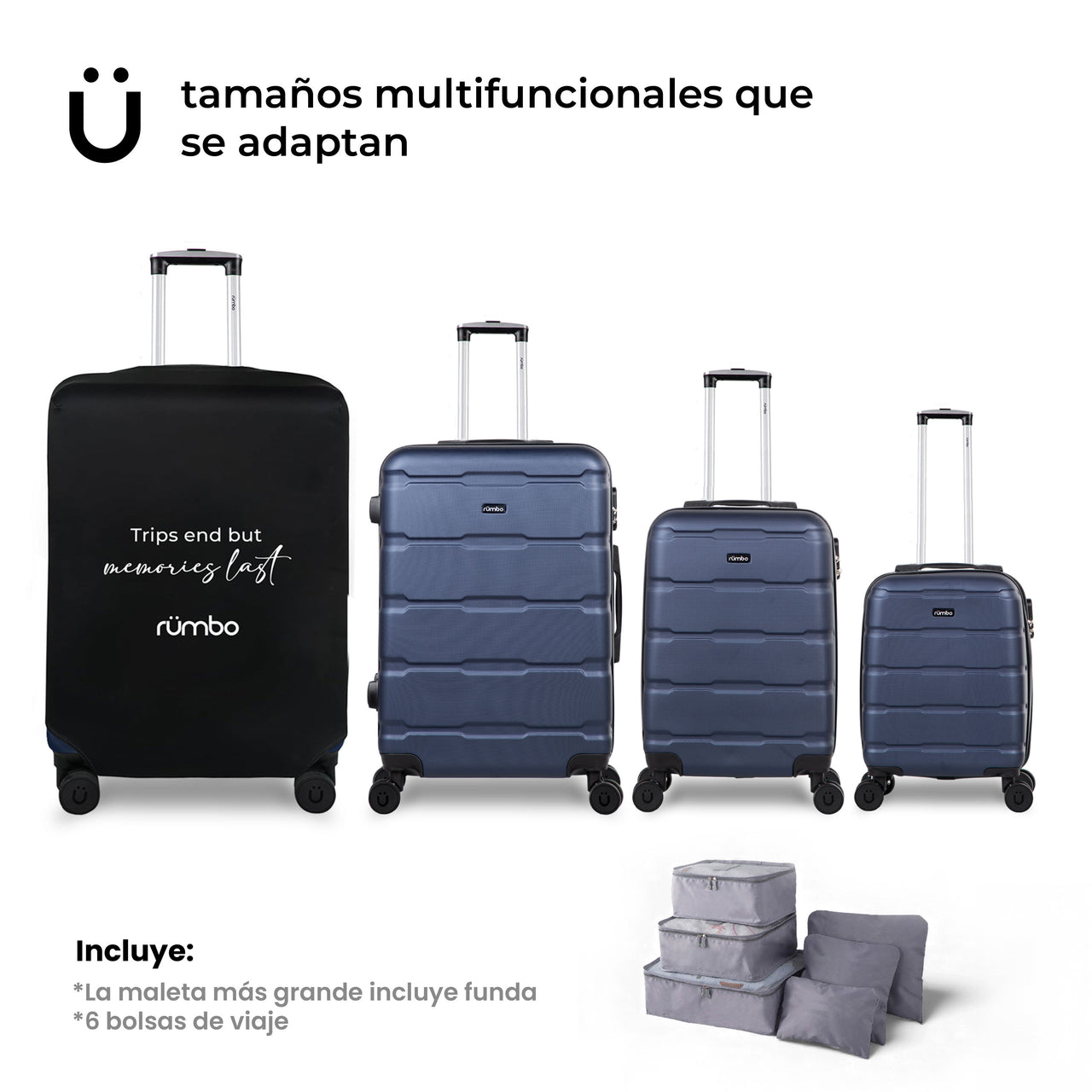 Set de 4 Maletas Rígidas con Ruedas Carry On 10 kg, 20 kg