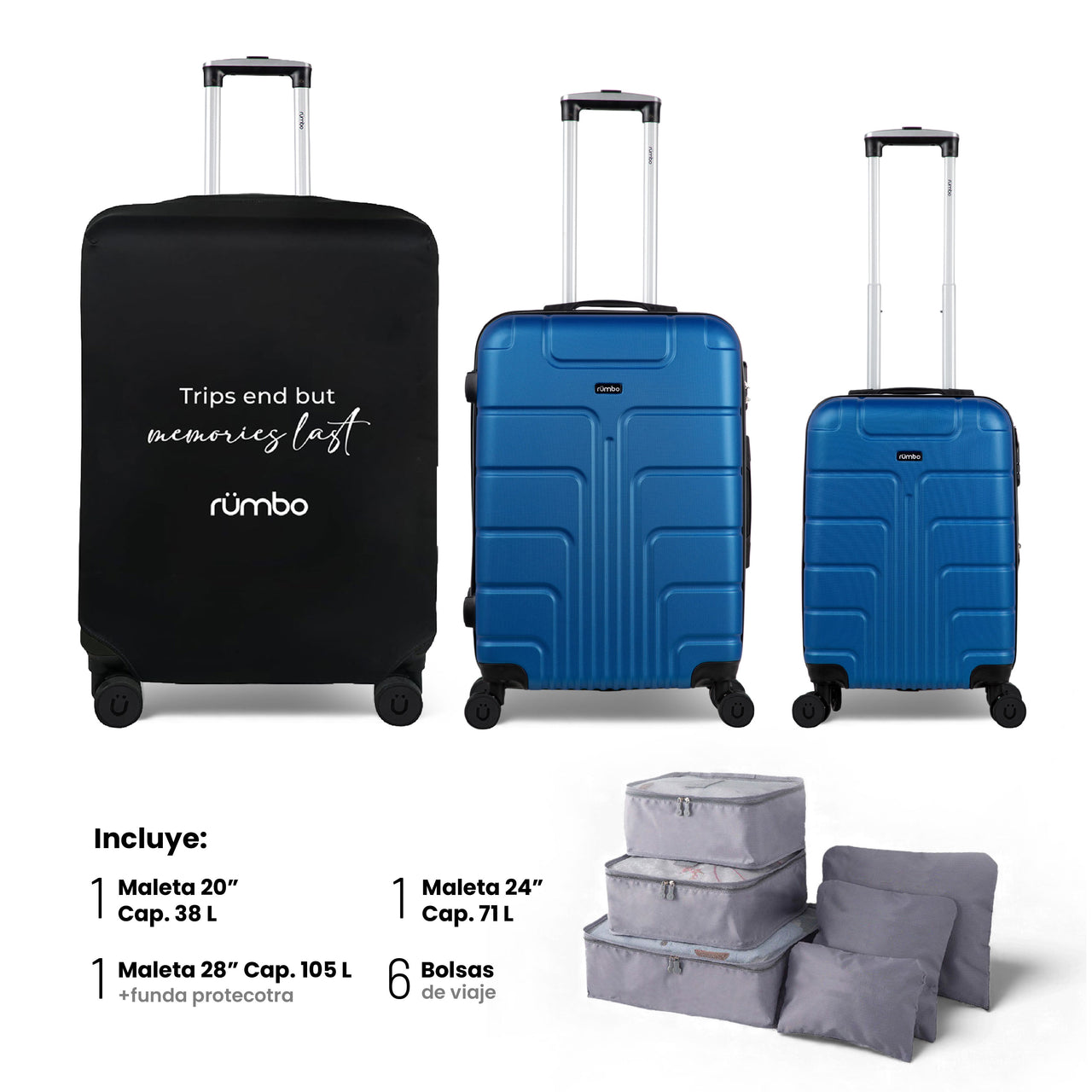 Set de 3 Maletas Rígidas con Ruedas Carry On 10 kg, 20 kg