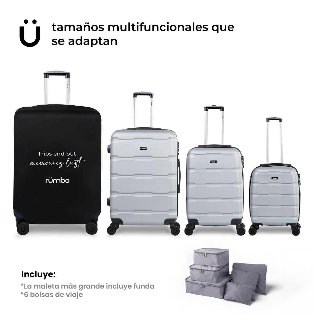 Set de 4 Maletas Rígidas con Ruedas Carry On 10 kg, 20 kg