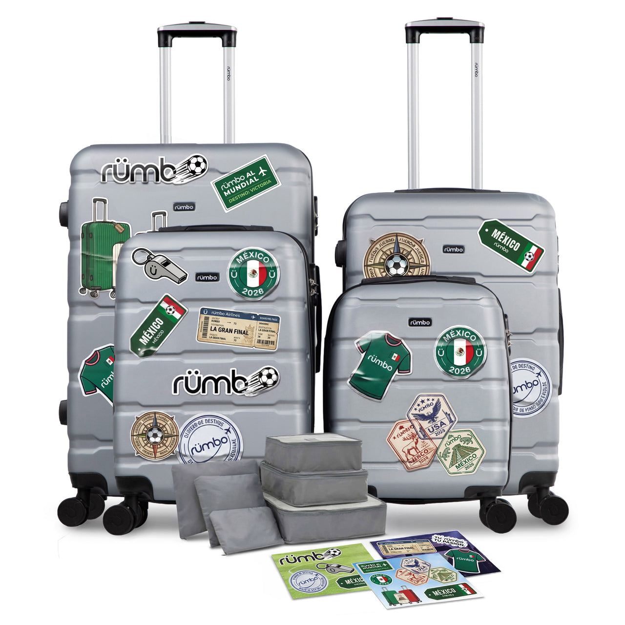 Maletas Viaje 16”, 20”, 24” y 28” con Stickers Futbol 2026