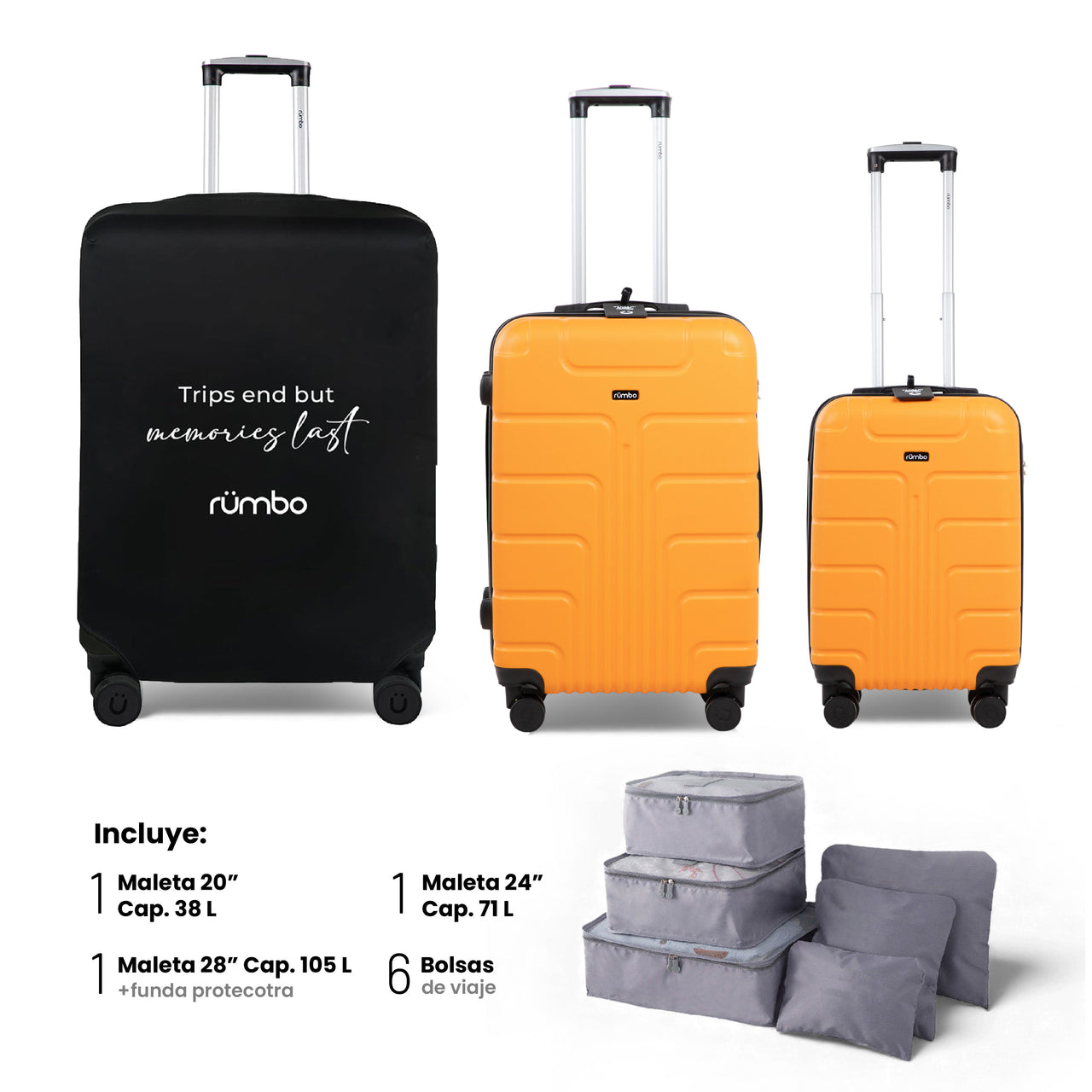 Set de 3 Maletas Rígidas con Ruedas Carry On 10 kg, 20 kg