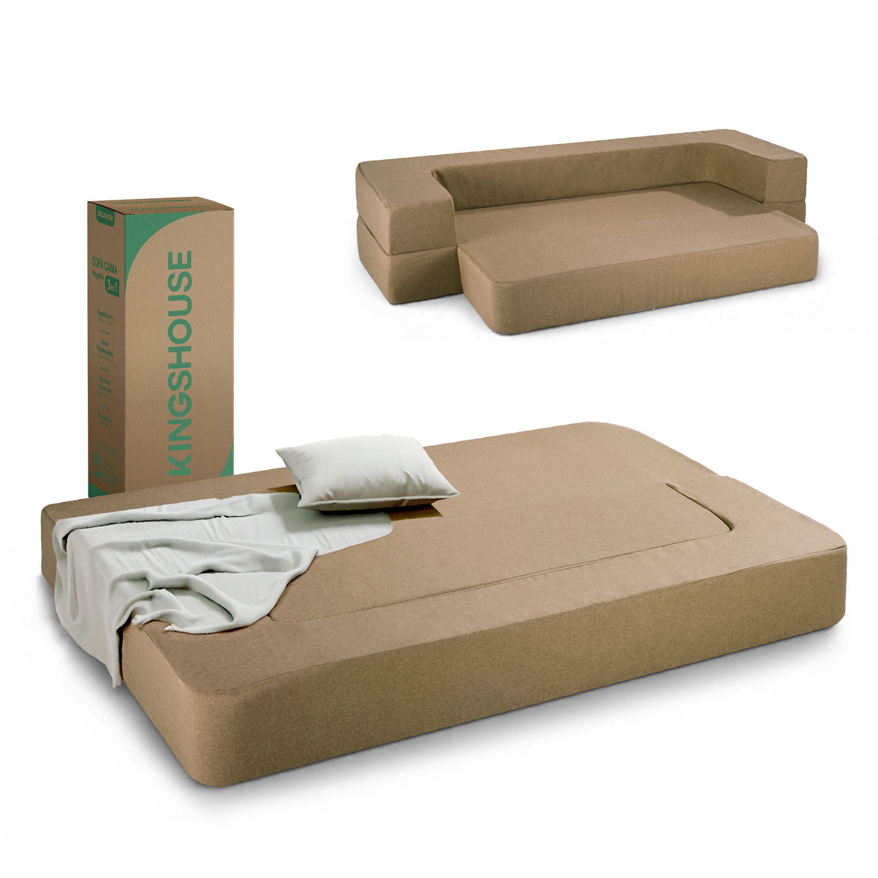 Colchón Plegable Matrimonial 3 en 1 Futón Sofá Tipo Japonés