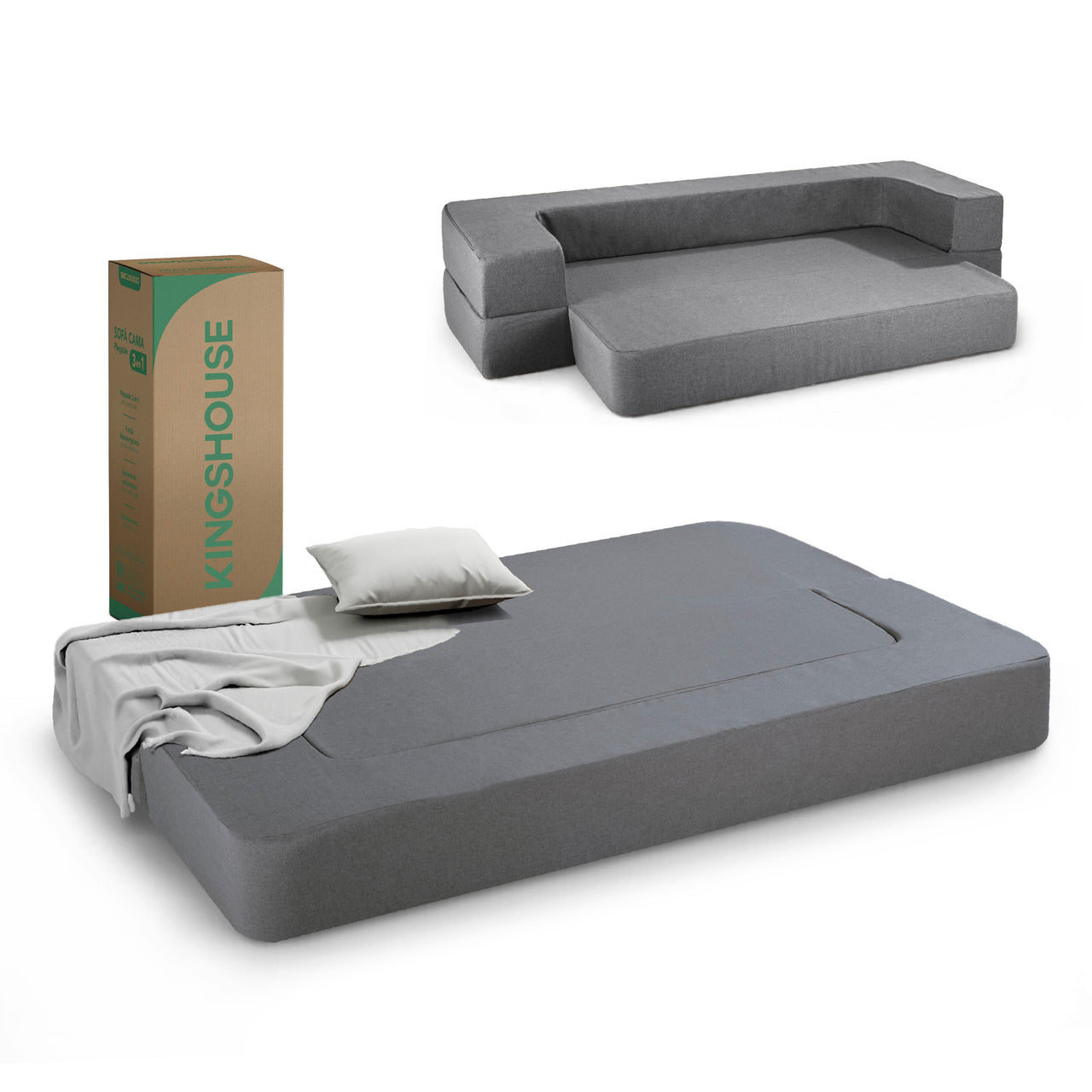 Colchón Plegable Matrimonial 3 en 1 Futón Sofá Tipo Japonés