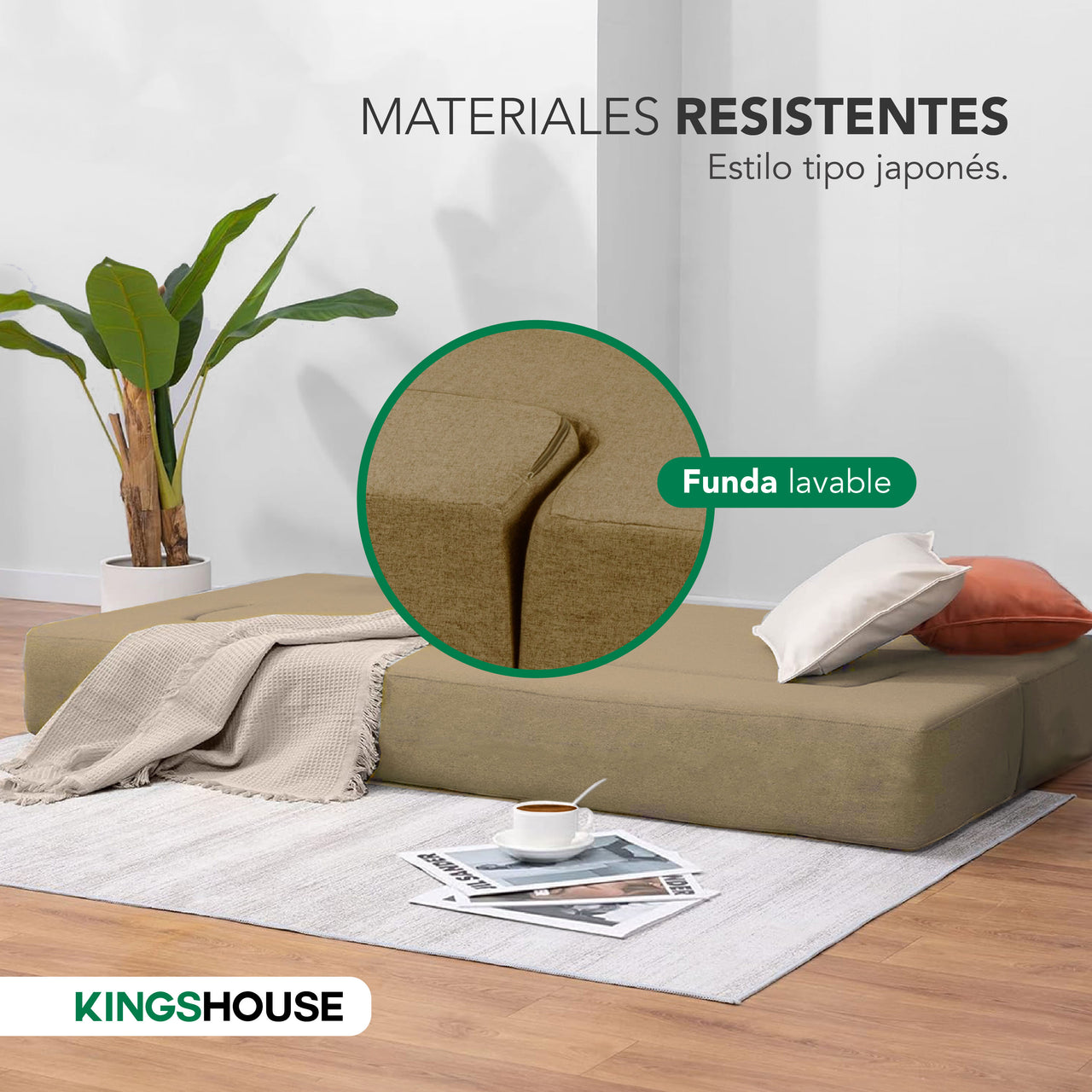 Colchón Plegable Individual 3 en 1 Futón Sofá Estilo Japonés