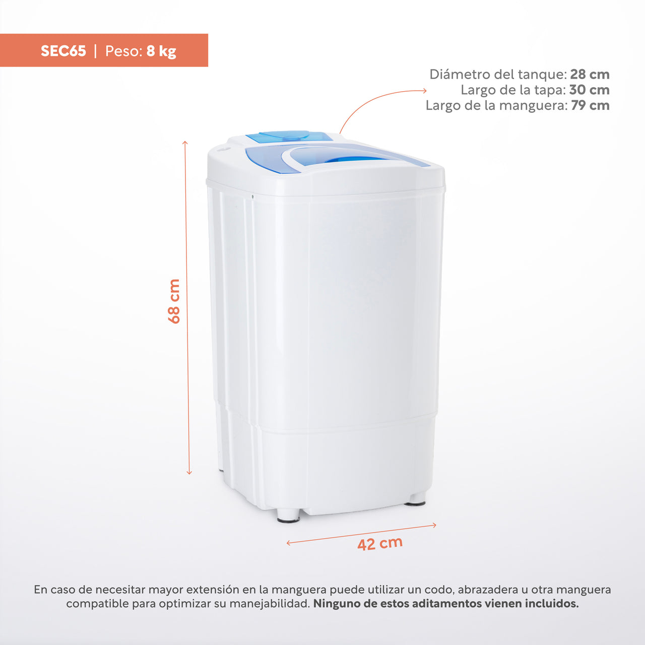 Secadora Centrífuga Eléctrica 6.5 kg Acero Inoxidable