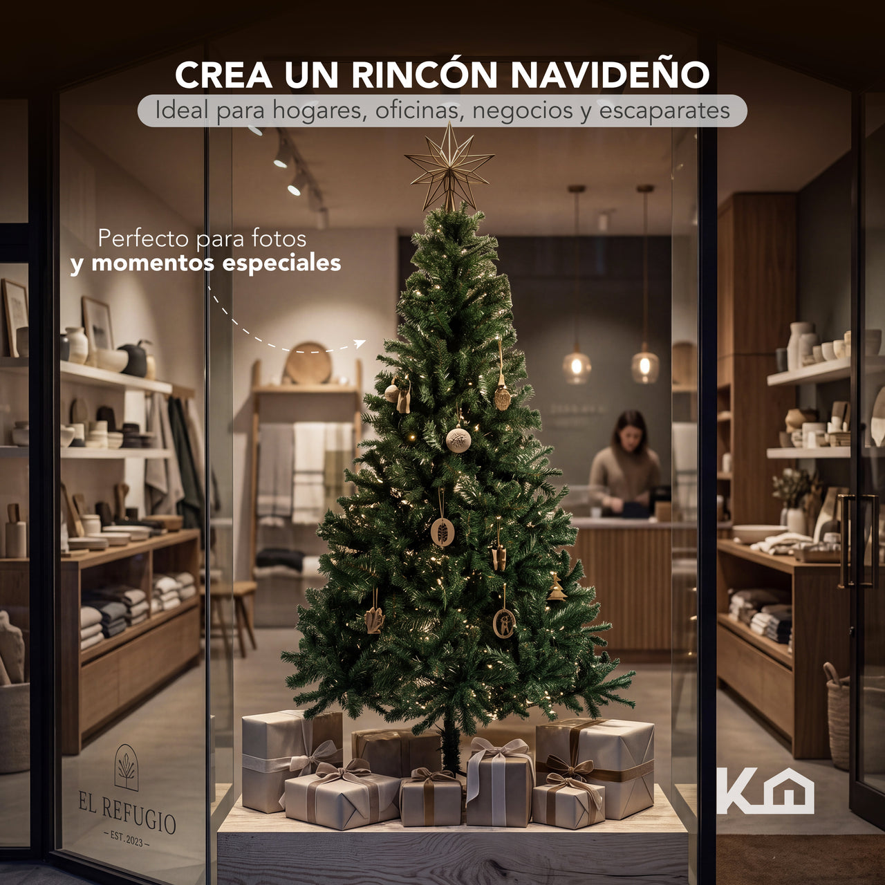 Árbol Pino Navidad 1.80 m Artificial 800 Ramas con Soporte