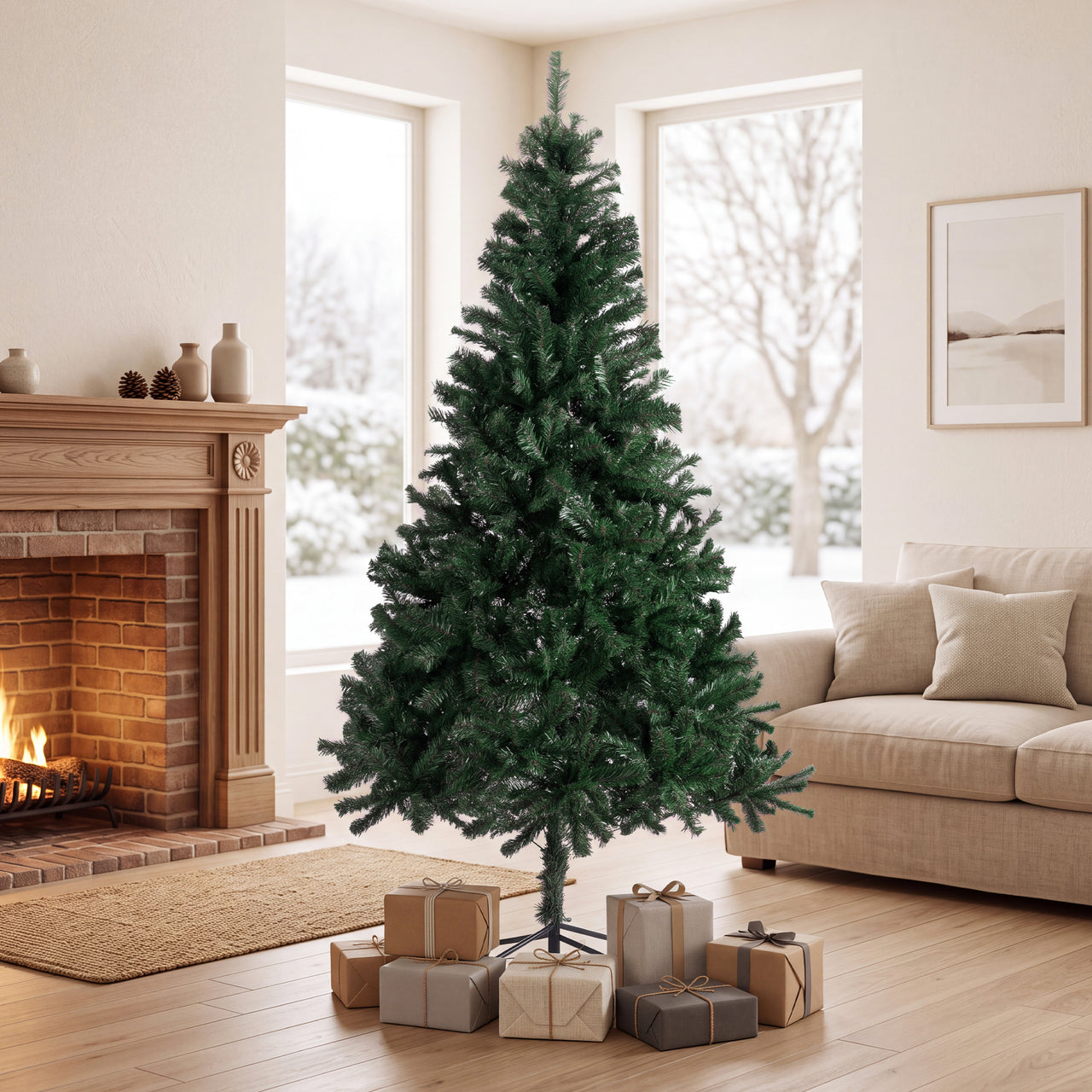 Árbol Pino Navidad 2.10 m Artificial 1000 Ramas con Soporte