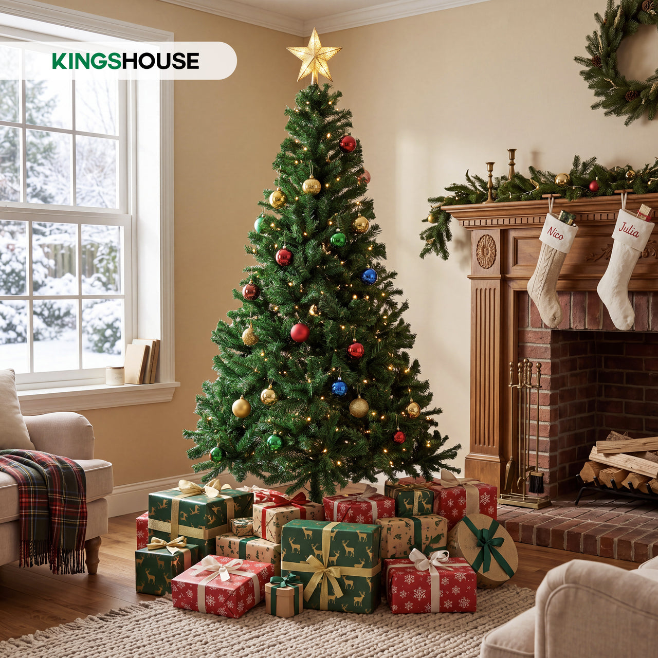 Árbol Pino Navidad 2.10 m Artificial 1000 Ramas con Soporte