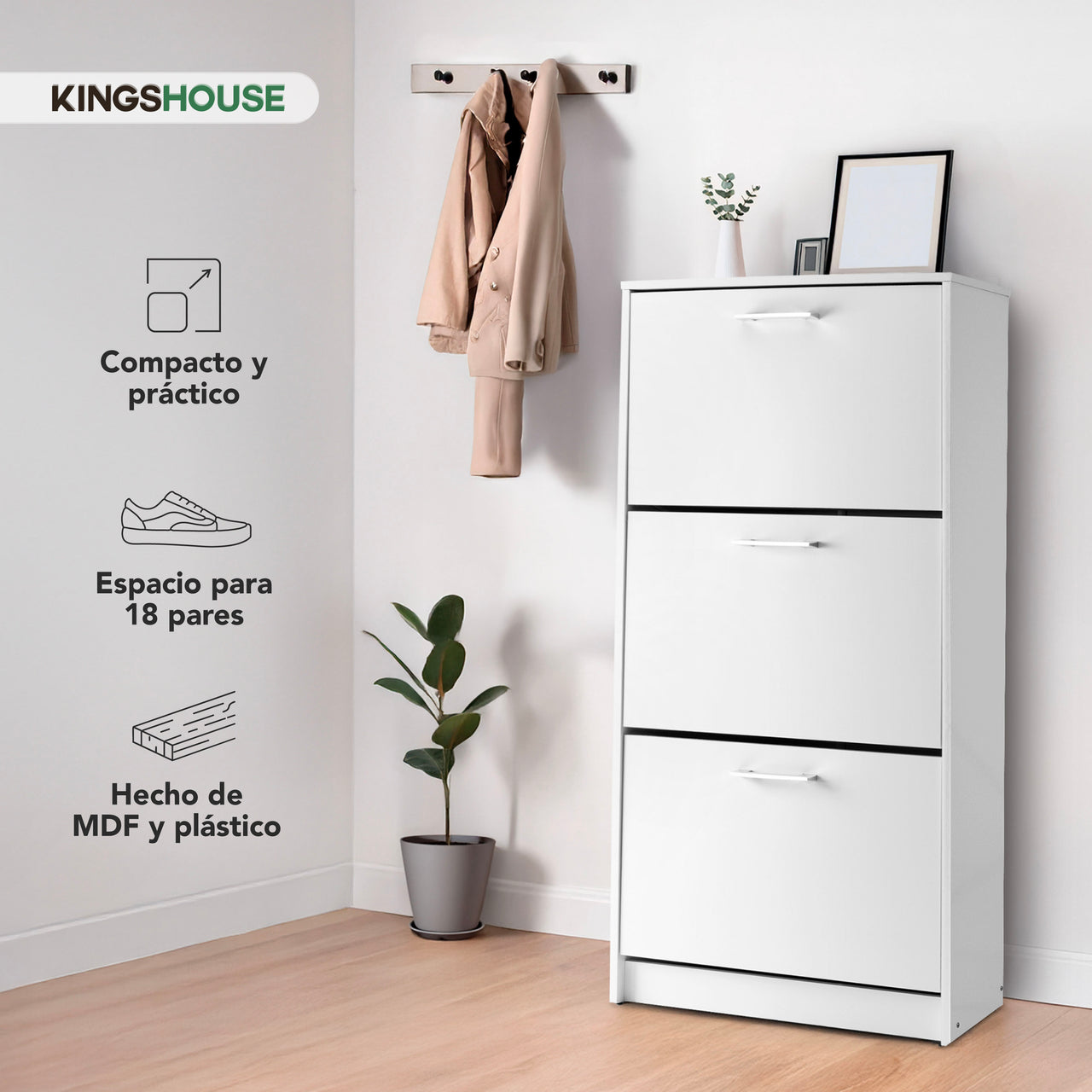 Mueble Zapatero para Entrada o Recibidor 18 Pares Zapatos