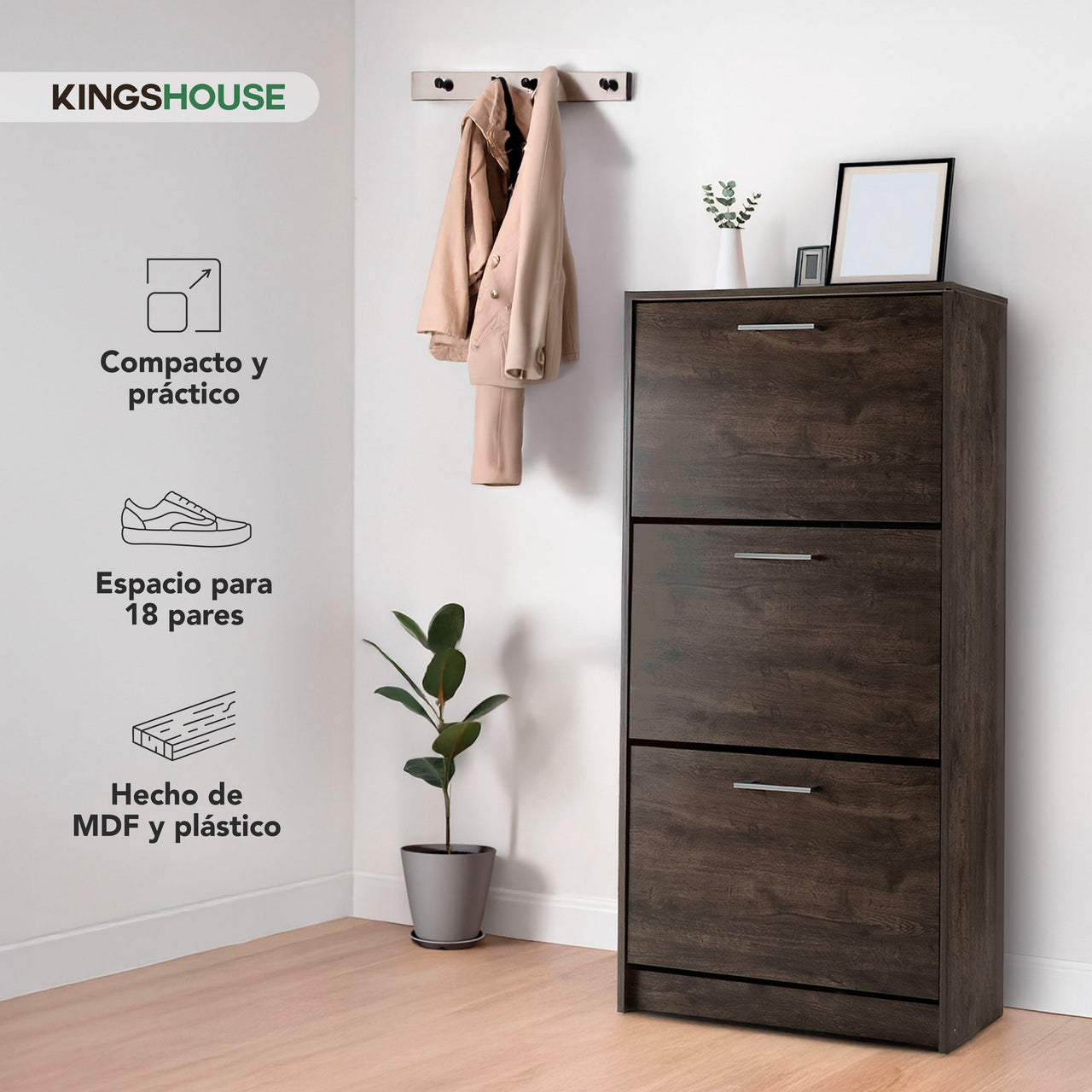 Mueble Zapatero para Entrada o Recibidor 18 Pares Zapatos