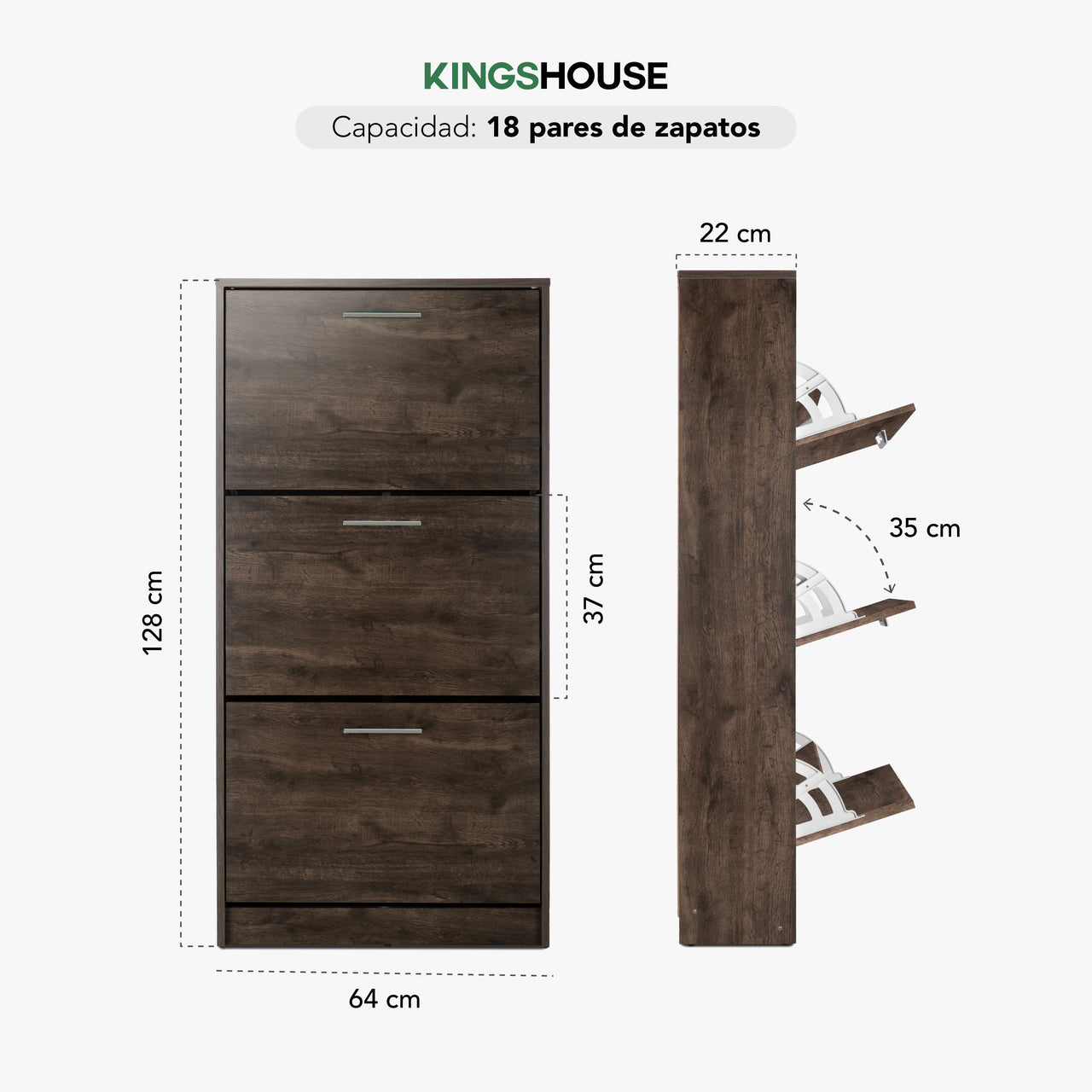 Mueble Zapatero para Entrada o Recibidor 18 Pares Zapatos