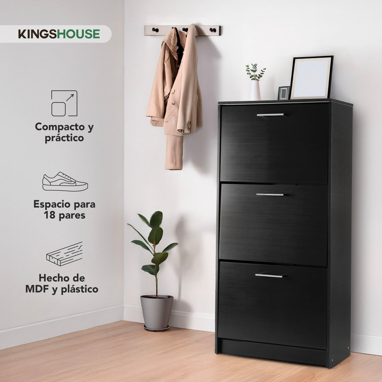 Mueble Zapatero para Entrada o Recibidor 18 Pares Zapatos