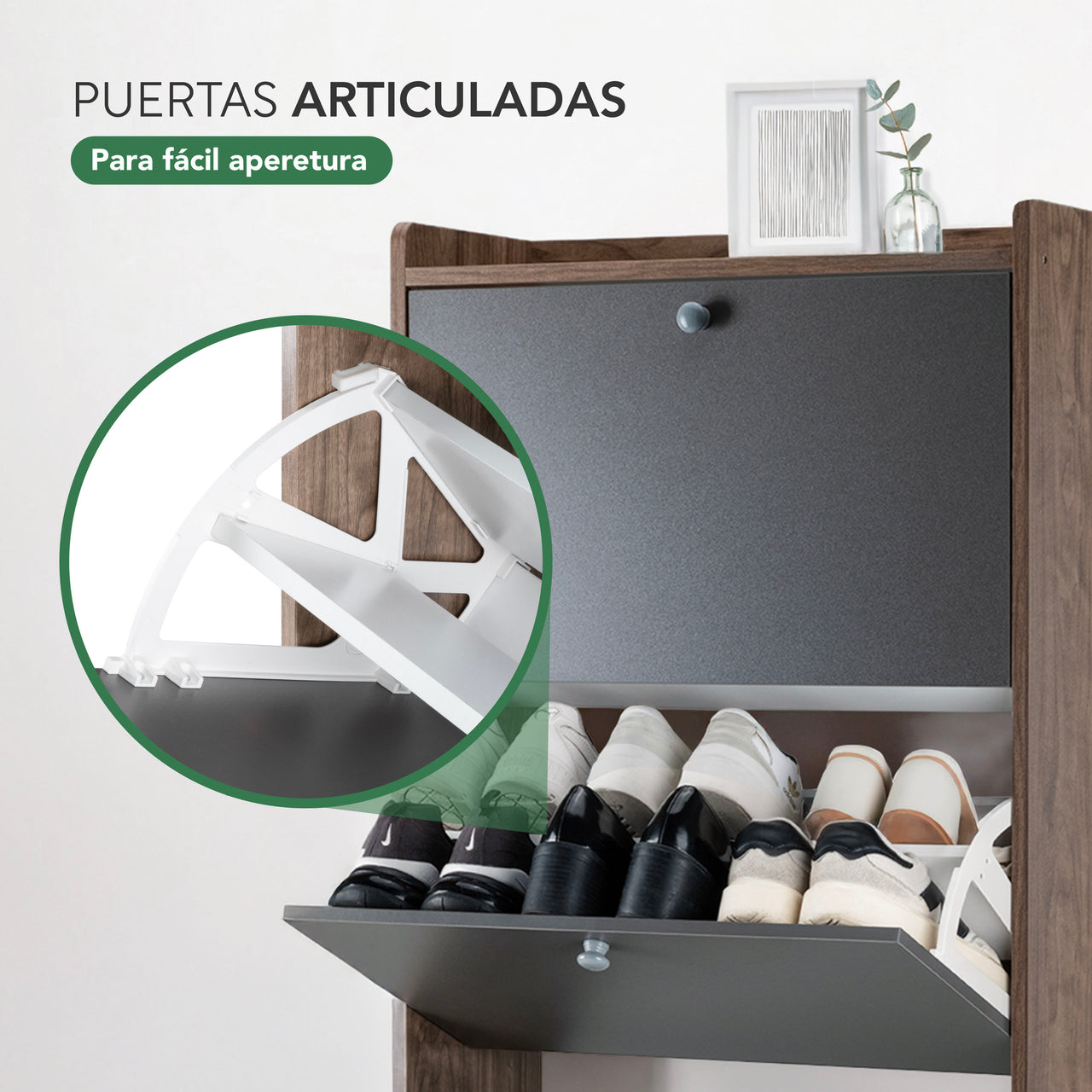 Mueble Zapatero Gabinete Madera Organizador con 3 Niveles