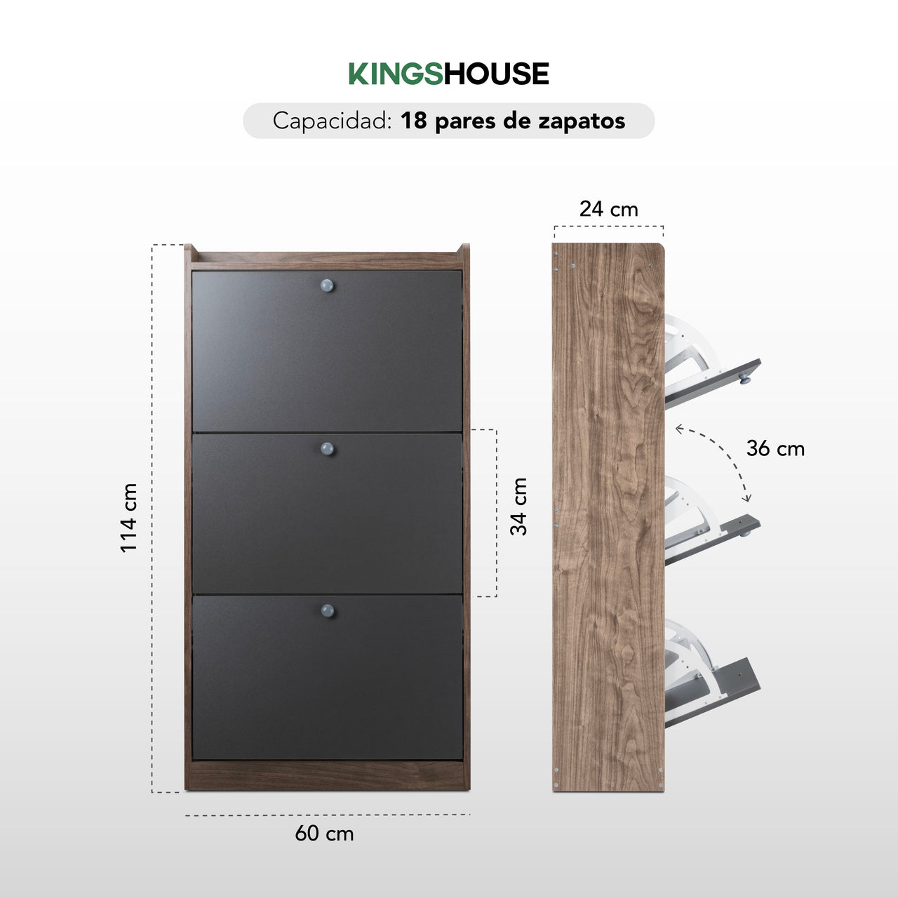 Mueble Zapatero Gabinete Madera Organizador con 3 Niveles