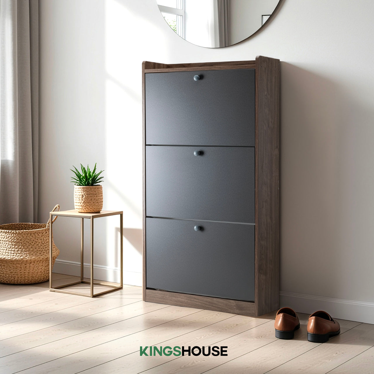Mueble Zapatero Gabinete Madera Organizador con 3 Niveles