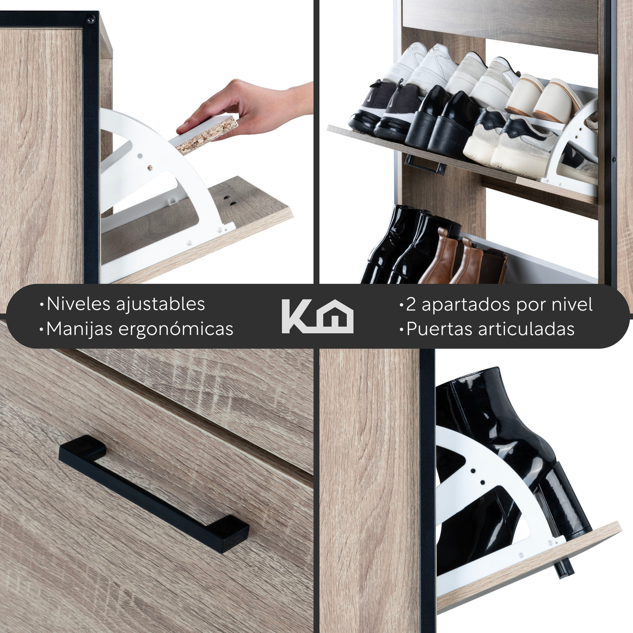 Mueble Zapatero Gabinete Organizador con 3 Niveles