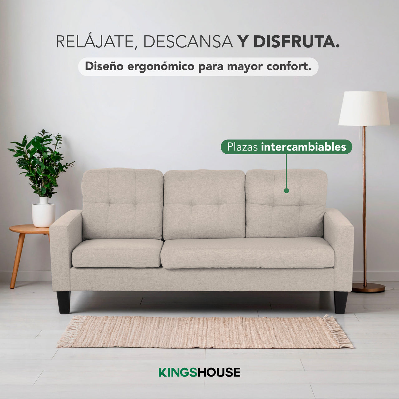 Sofá Sala Esquinera Izquierda Sillón Reversible Madera