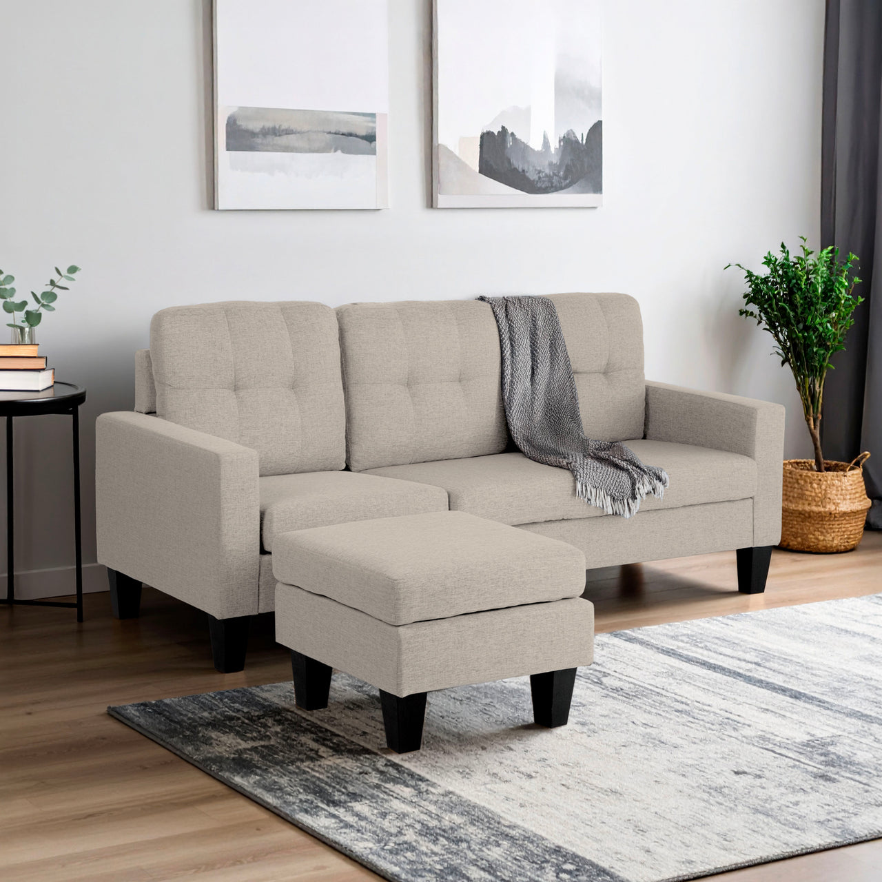 Sofá Sala Esquinera Izquierda Sillón Reversible Madera