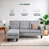 Thumbnail for Sofá Sala Esquinera Izquierda Sillón Reversible Madera