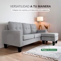 Thumbnail for Sofá Sala Esquinera Izquierda Sillón Reversible Madera