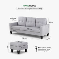Thumbnail for Sofá Sala Esquinera Izquierda Sillón Reversible Madera