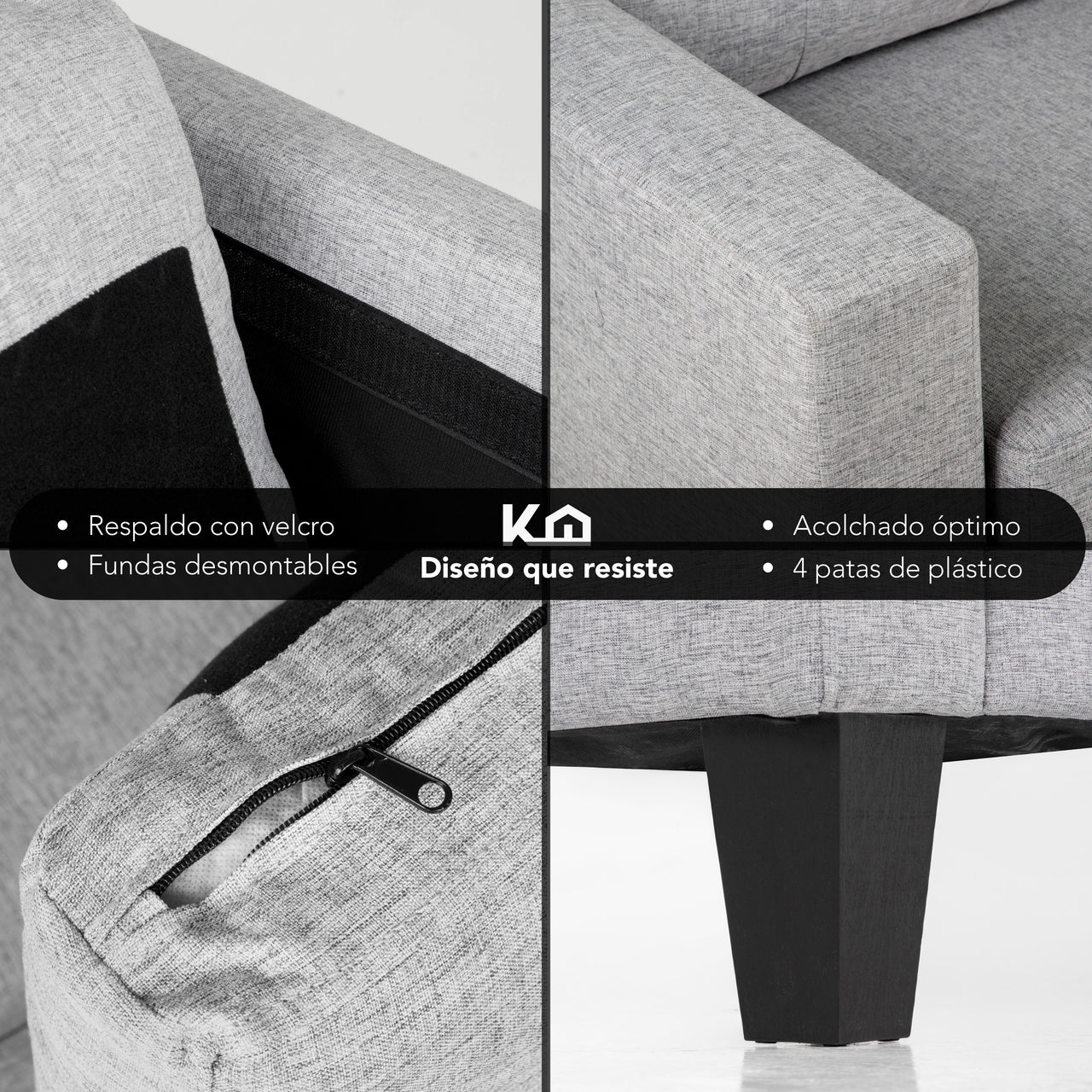 Sofá Sala Esquinera Izquierda Sillón Reversible Madera