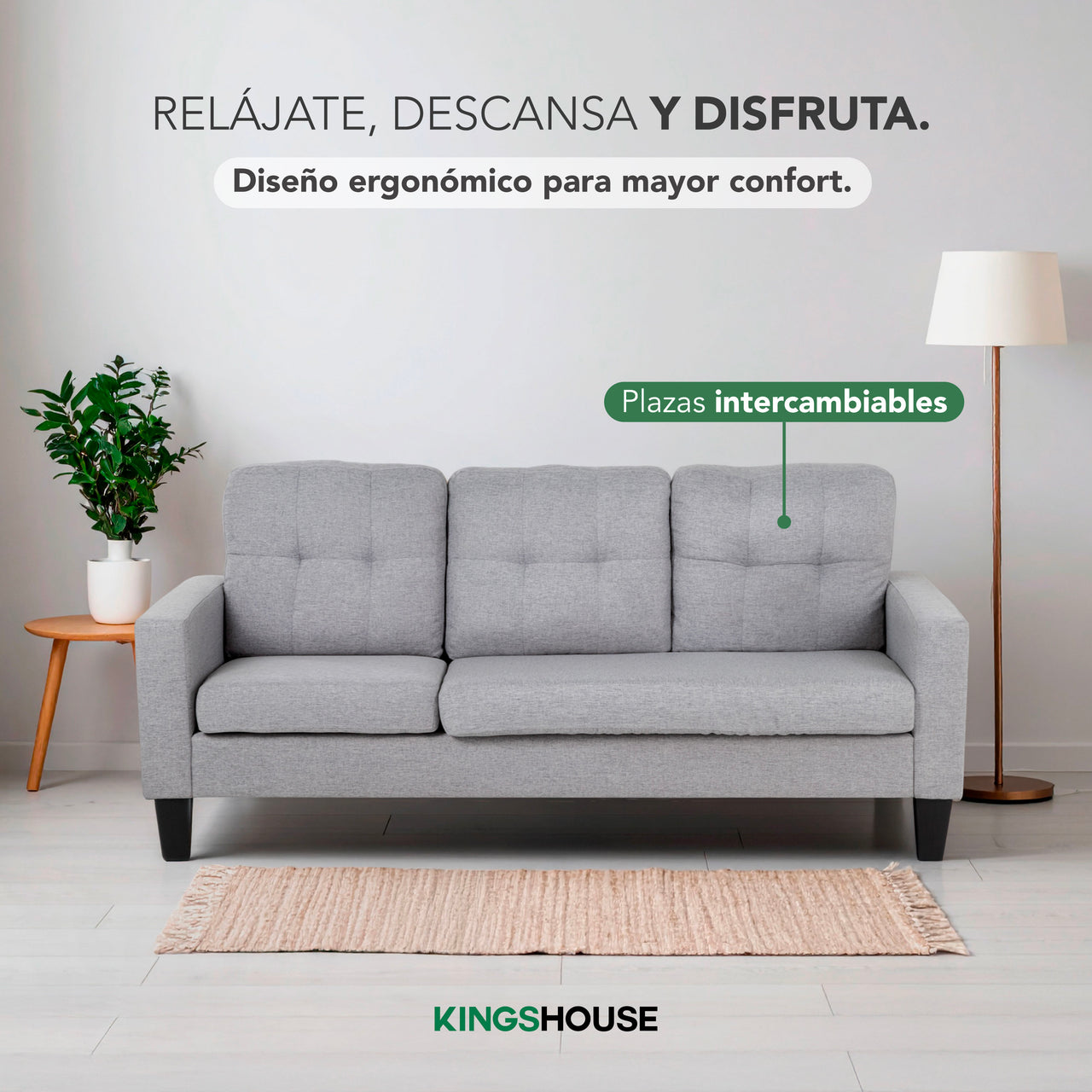 Sofá Sala Esquinera Izquierda Sillón Reversible Madera