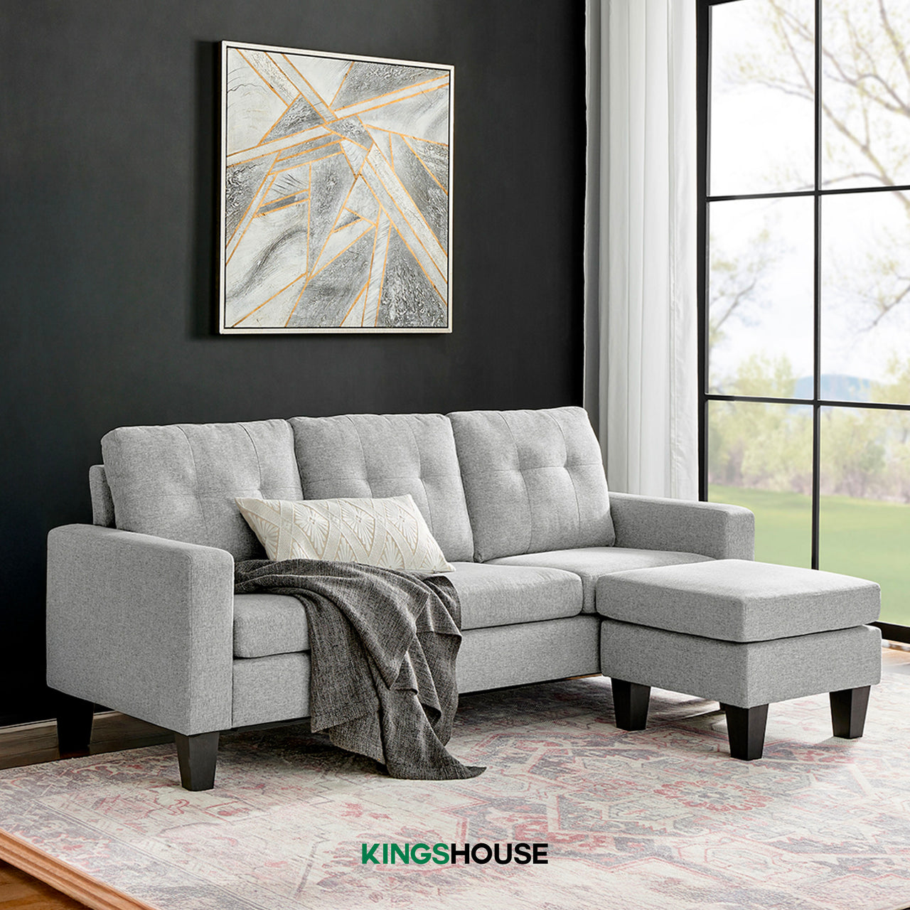 Sofá Sala Esquinera Izquierda Sillón Reversible Madera