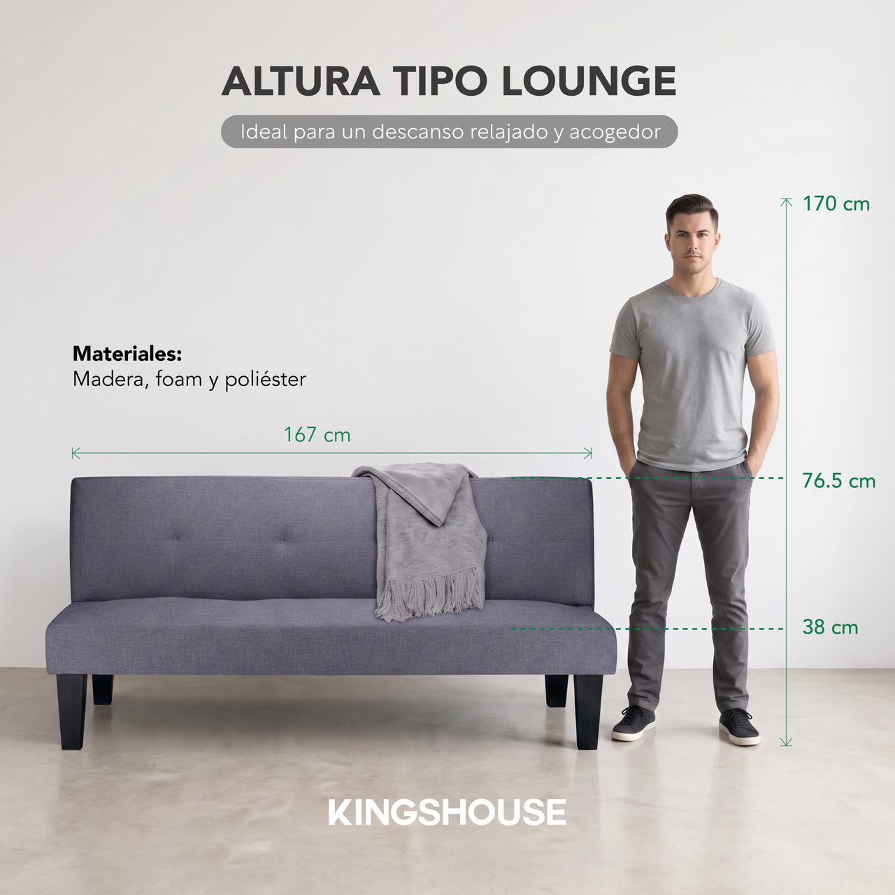 Sofá Cama Individual Reclinable Plegable de 3 Plazas