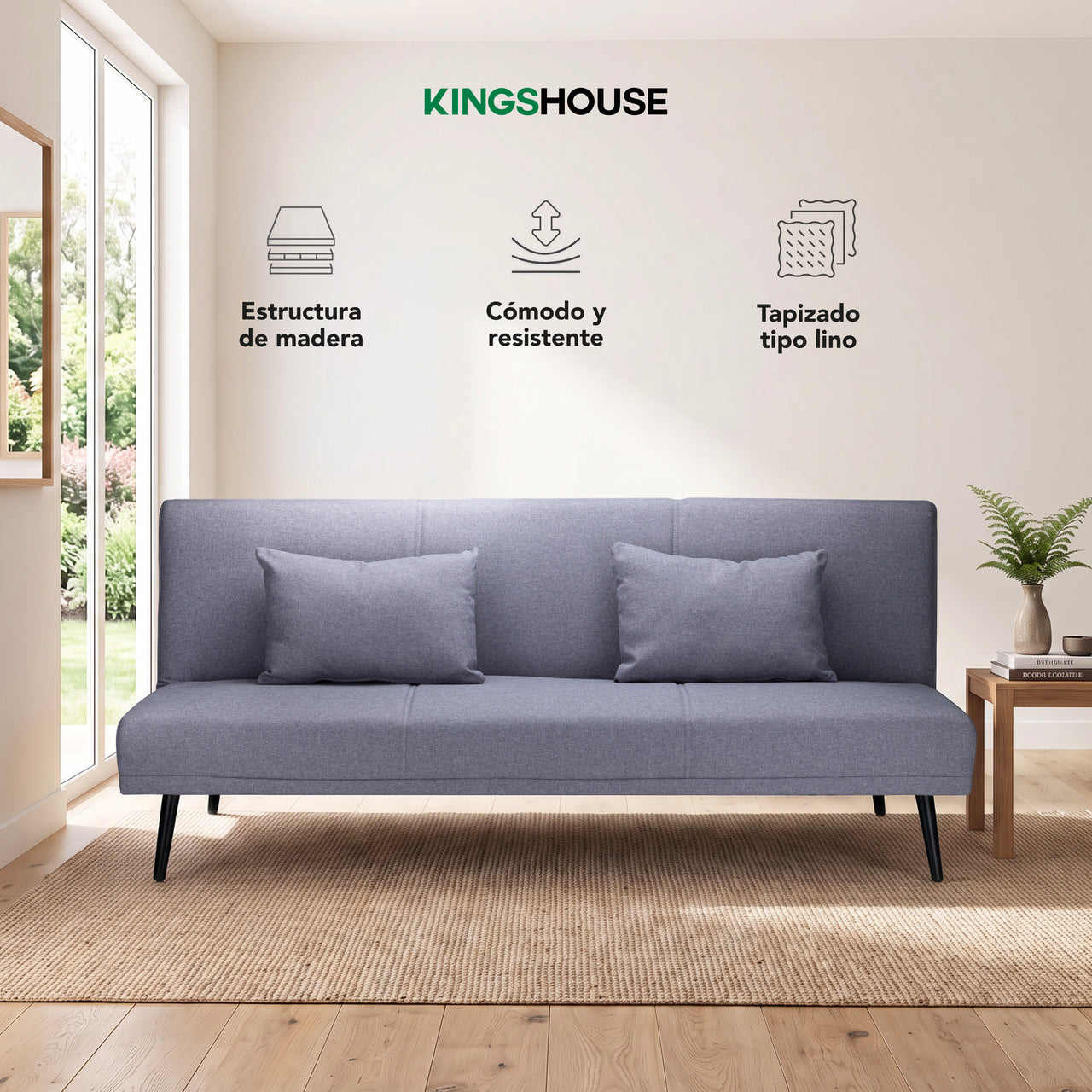 Sofá Cama Individual Reclinable Plegable de 3 Posiciones
