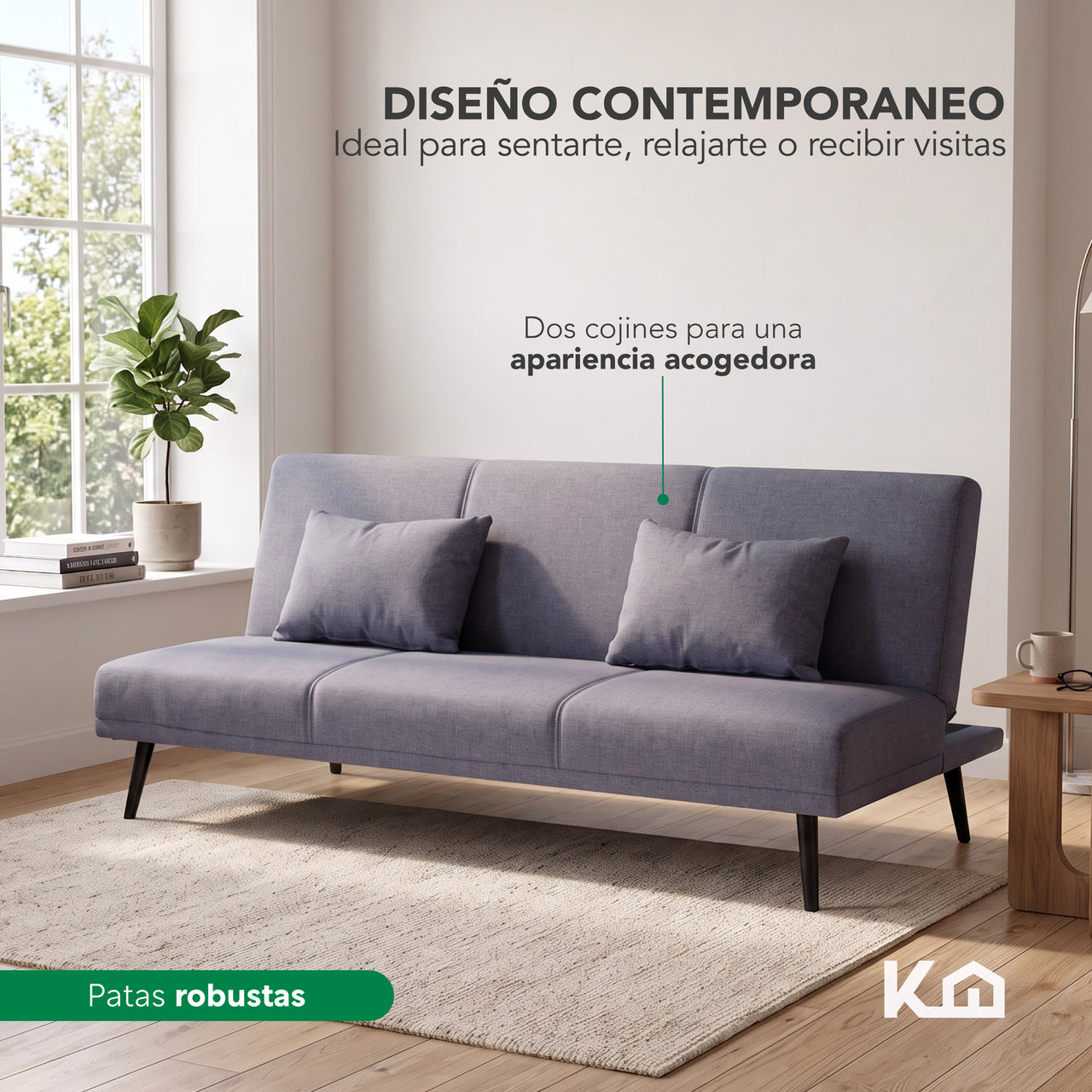 Sofá Cama Individual Reclinable Plegable de 3 Posiciones