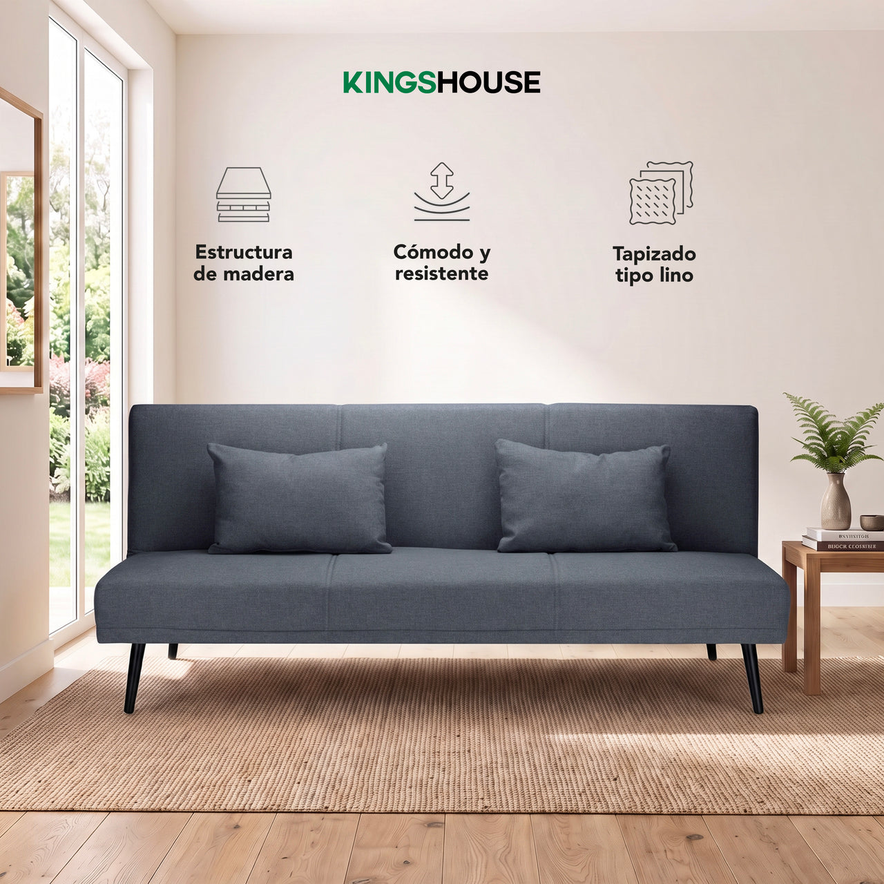 Sofá Cama Individual Reclinable Plegable de 3 Posiciones