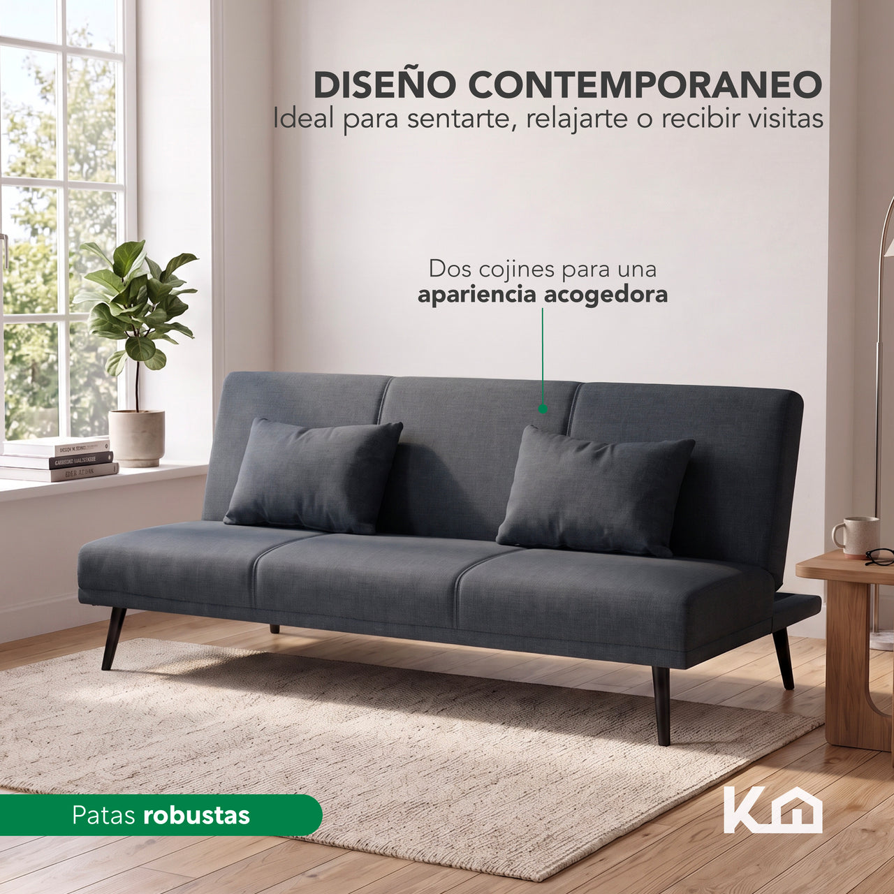 Sofá Cama Individual Reclinable Plegable de 3 Posiciones